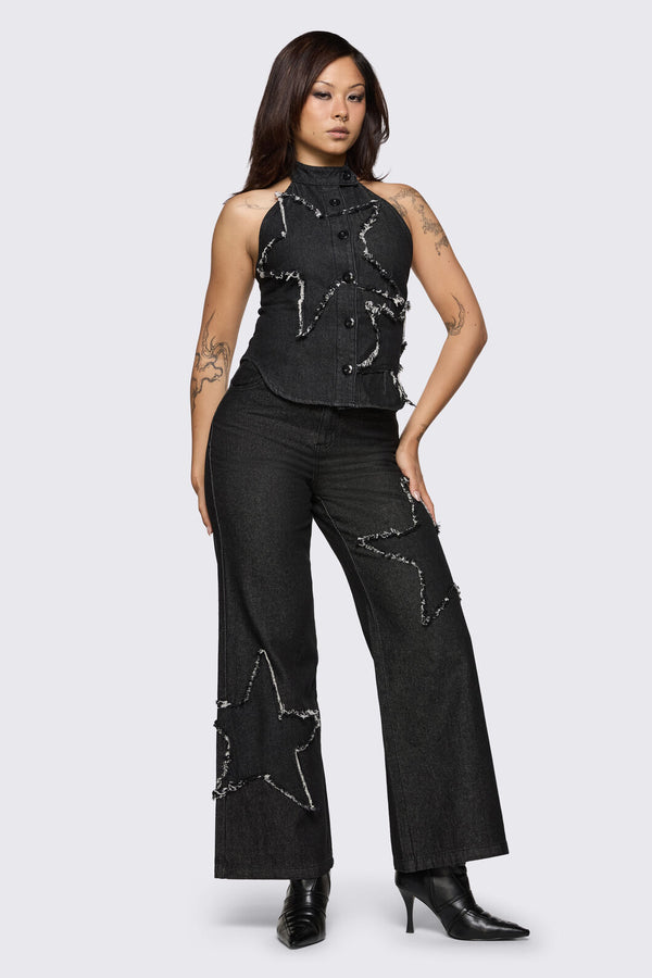 Dangerfield - Sketchy Patch Wide Leg Jean - black