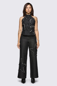 Dangerfield - Sketchy Patch Wide Leg Jean - black