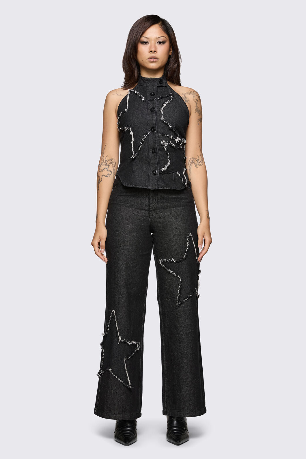 Dangerfield - Sketchy Patch Wide Leg Jean - black