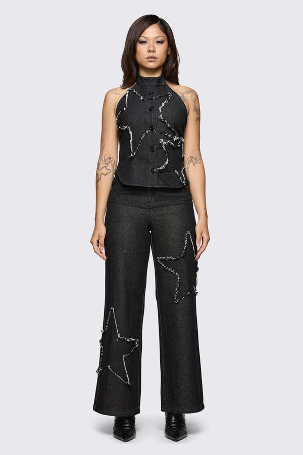 Dangerfield - Sketchy Patch Wide Leg Jean - black