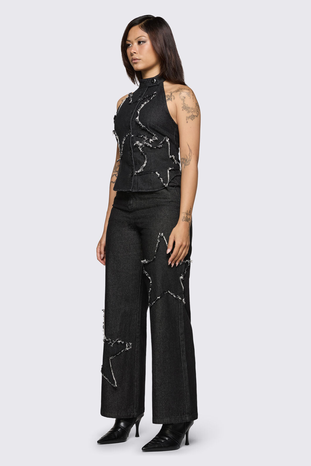Dangerfield - Sketchy Patch Wide Leg Jean - black
