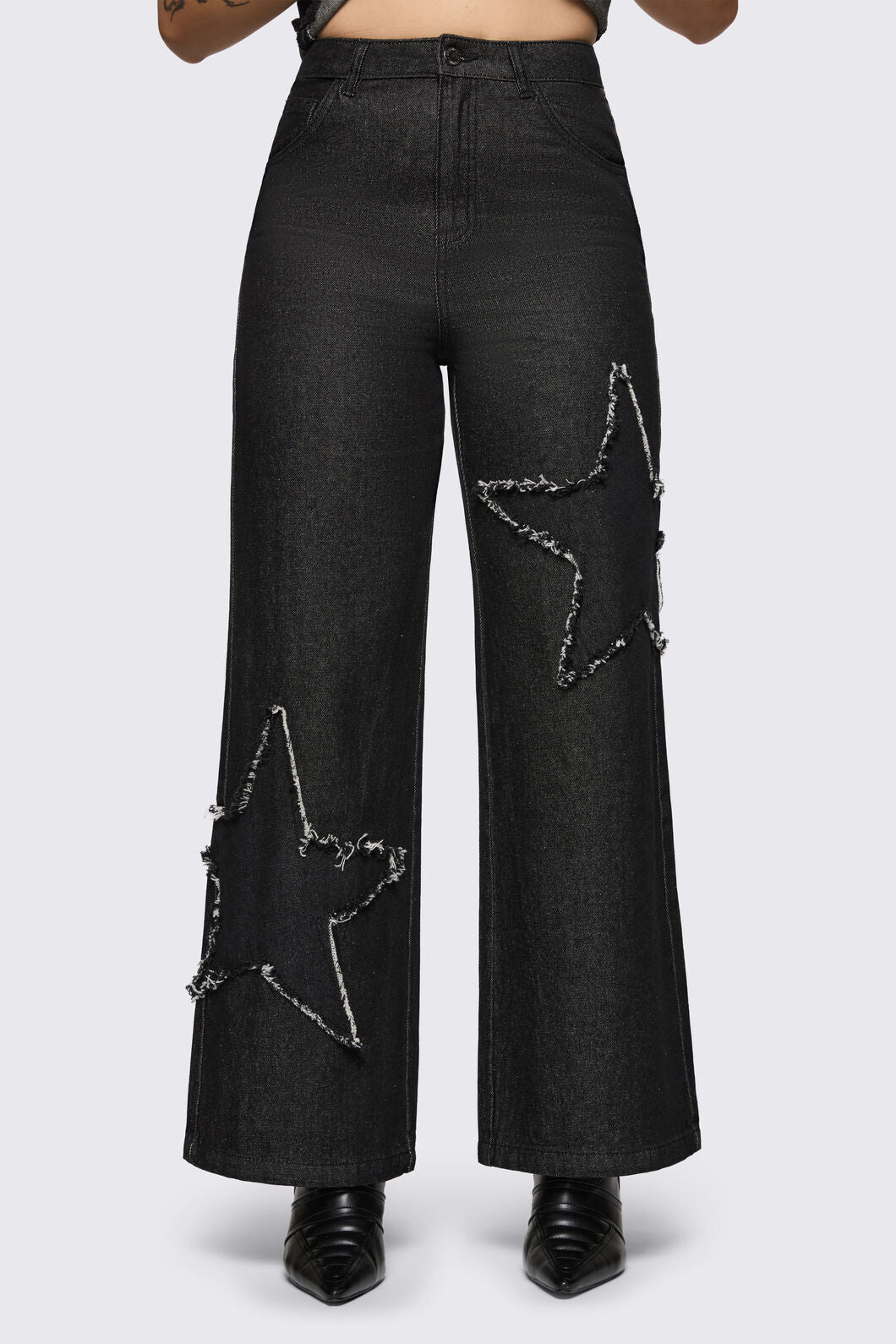 Dangerfield - Sketchy Patch Wide Leg Jean - black