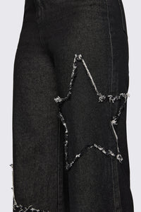 Dangerfield - Sketchy Patch Wide Leg Jean - black