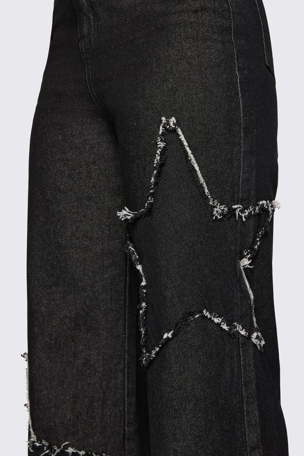 Dangerfield - Sketchy Patch Wide Leg Jean - black