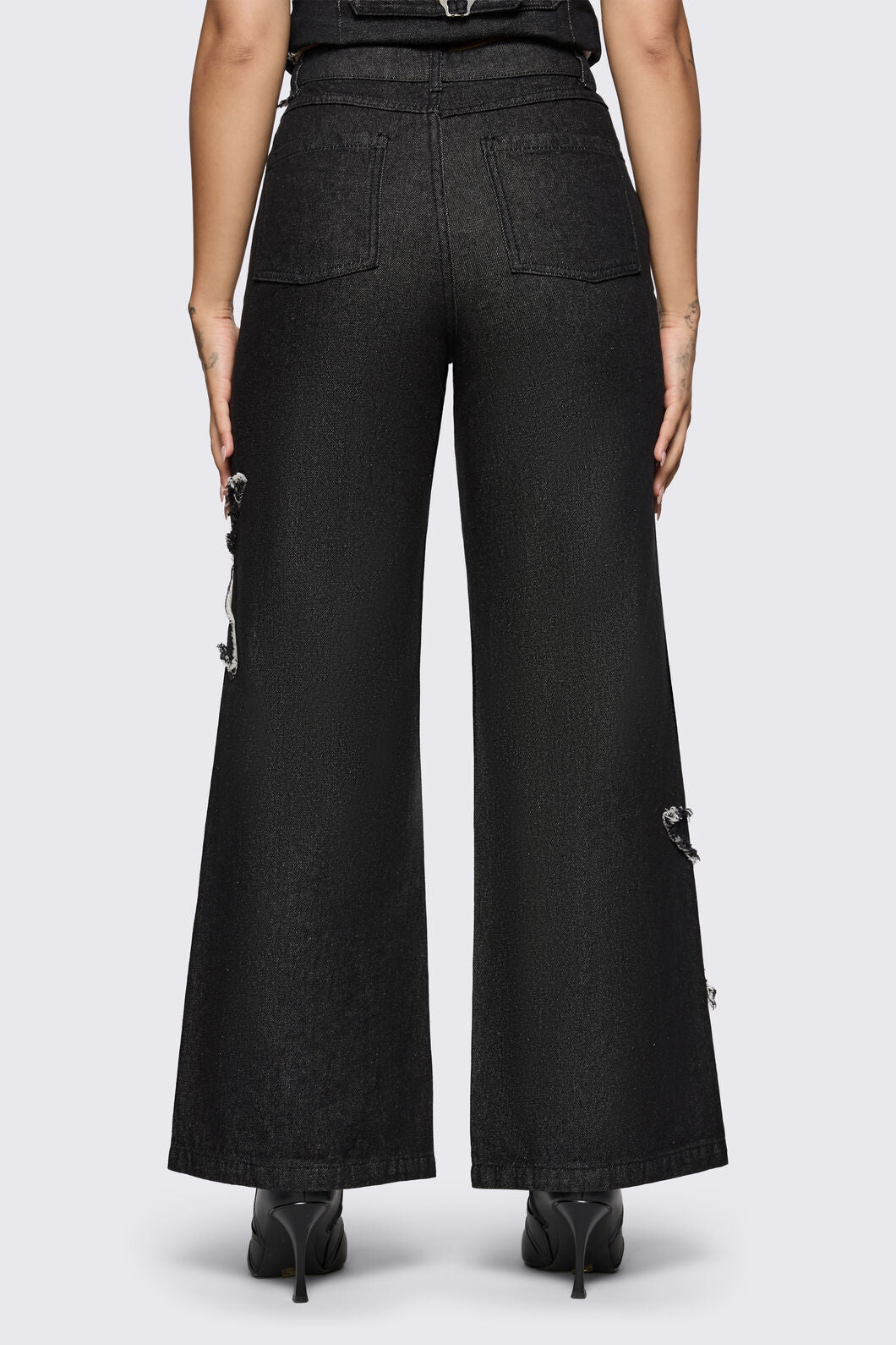 Dangerfield - Sketchy Patch Wide Leg Jean - black
