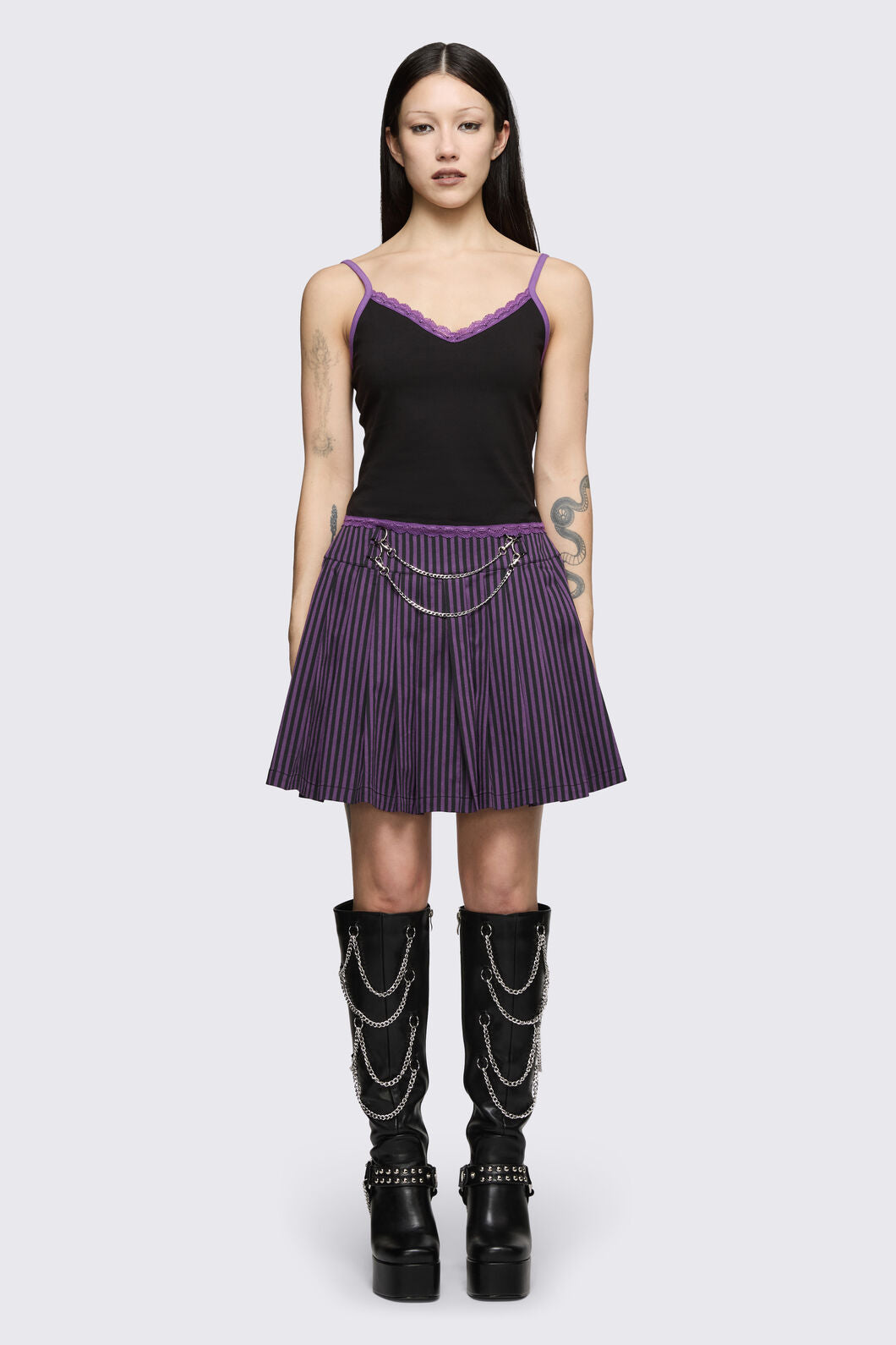 Dangerfield - Spectre Pinstripe Skirt - purple