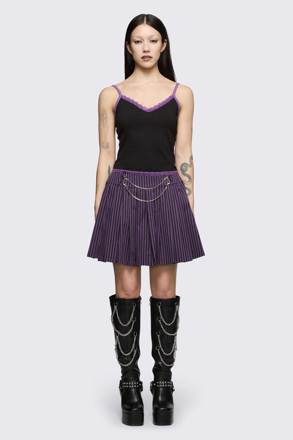 Dangerfield - Spectre Pinstripe Skirt - purple