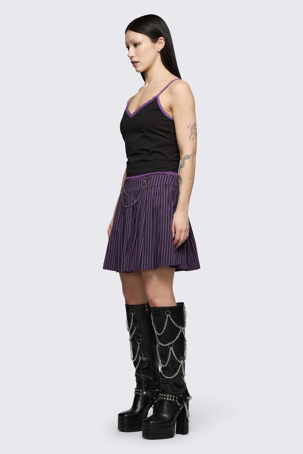 Dangerfield - Spectre Pinstripe Skirt - purple