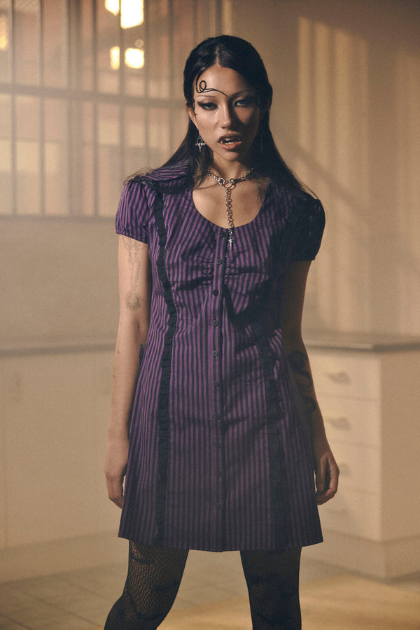 Dangerfield - Spectre Pinstripe Dress - purple