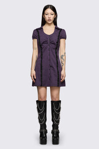 Dangerfield - Spectre Pinstripe Dress - purple