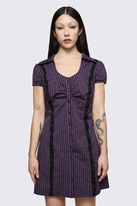 Dangerfield - Spectre Pinstripe Dress - purple