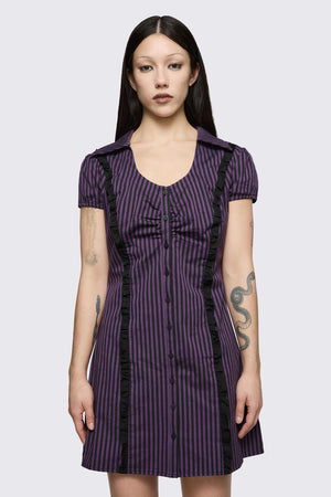 Dangerfield - Spectre Pinstripe Dress - purple