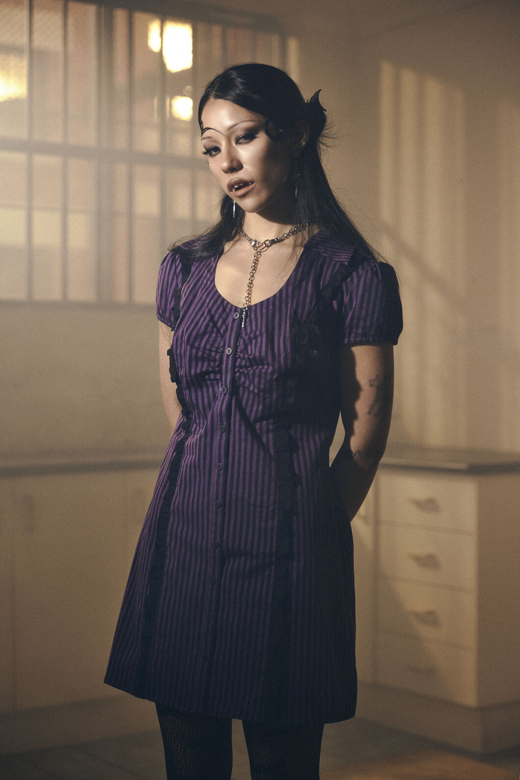 Dangerfield - Spectre Pinstripe Dress - purple