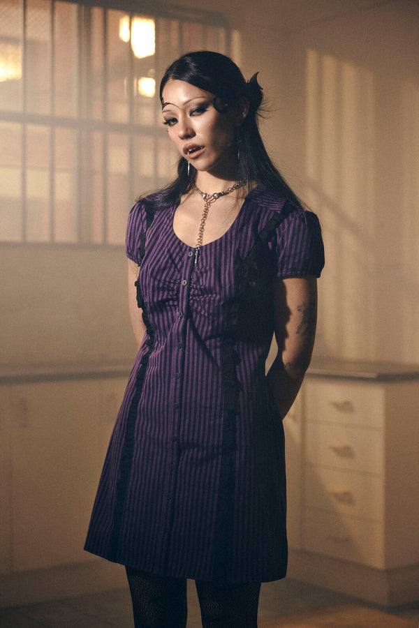 Dangerfield - Spectre Pinstripe Dress - purple