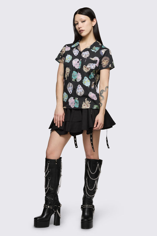 Dangerfield - Ghouls Printed Blouse - black