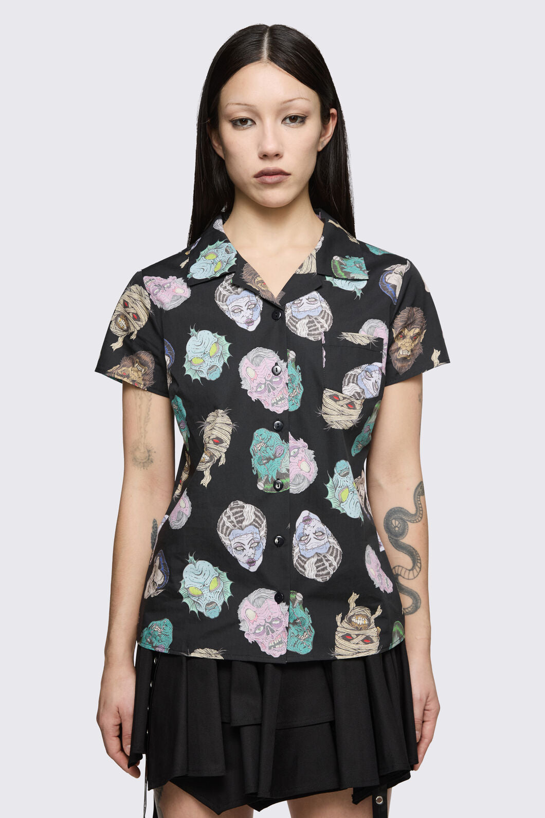 Dangerfield - Ghouls Printed Blouse - black