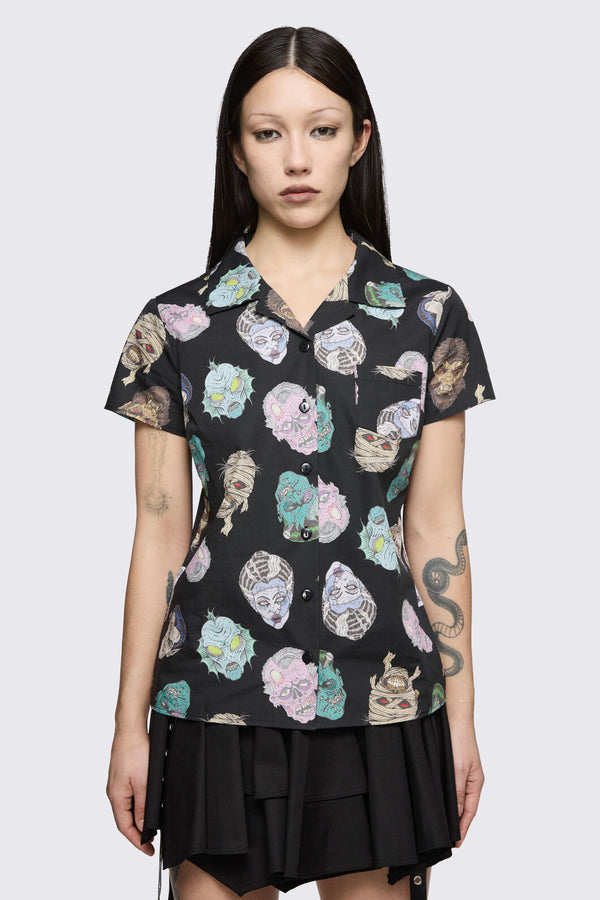 Dangerfield - Ghouls Printed Blouse - black