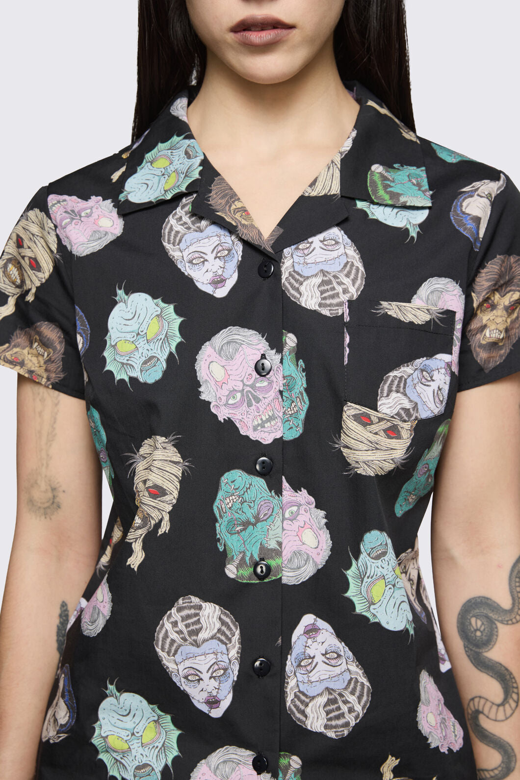 Dangerfield - Ghouls Printed Blouse - black