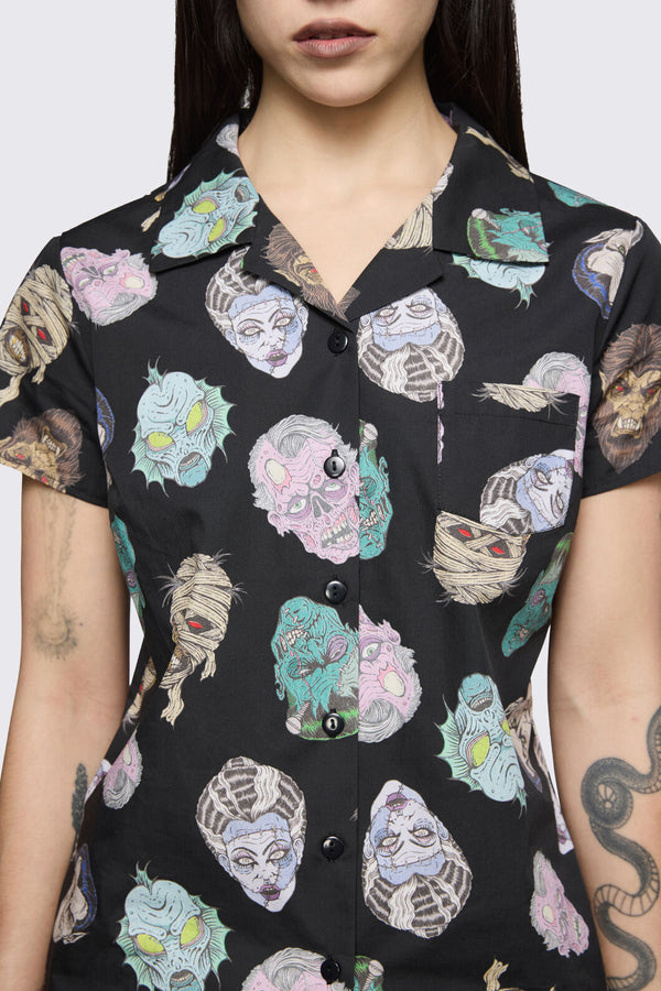 Dangerfield - Ghouls Printed Blouse - black