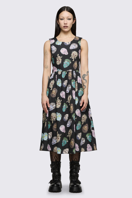 Dangerfield - Ghouls Printed Midi Dress - black