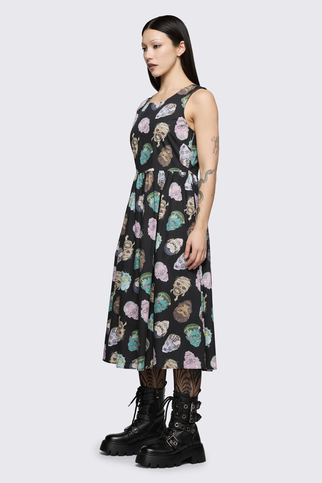 Dangerfield - Ghouls Printed Midi Dress - black