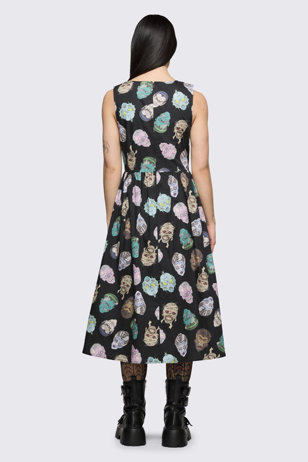 Dangerfield - Ghouls Printed Midi Dress - black