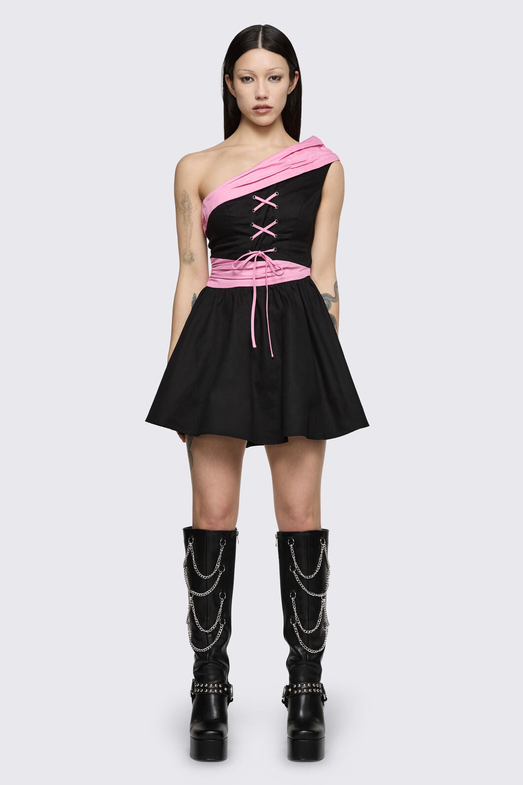 Dangerfield - Broken Rollercoaster Mini Dress - black-pink
