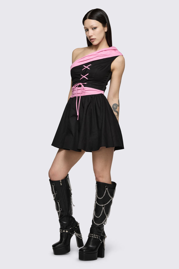 Dangerfield - Broken Rollercoaster Mini Dress - black-pink