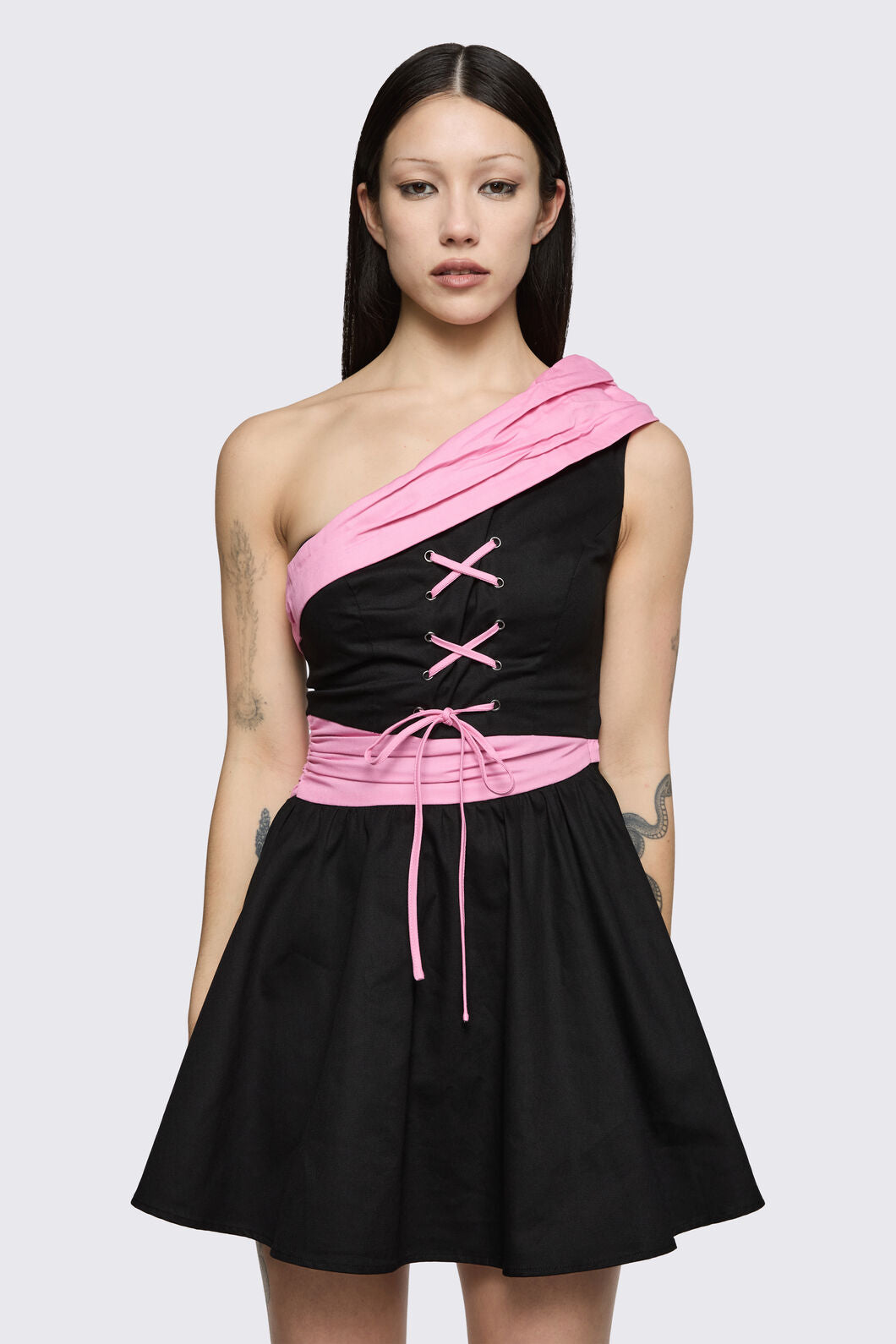 Dangerfield - Broken Rollercoaster Mini Dress - black-pink