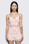 Dangerfield - Broken Rollercoaster Lacey Tank - pink-cream