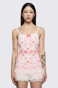 Dangerfield - Broken Rollercoaster Lacey Tank - pink-cream
