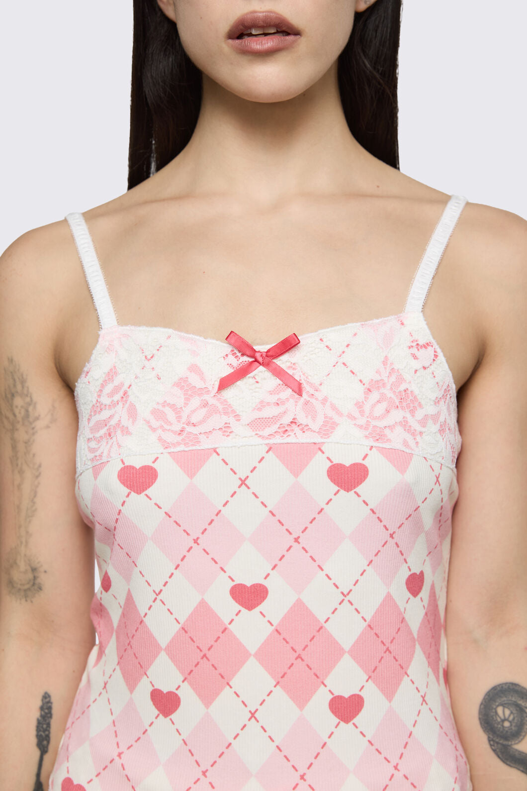 Dangerfield - Broken Rollercoaster Lacey Tank - pink-cream