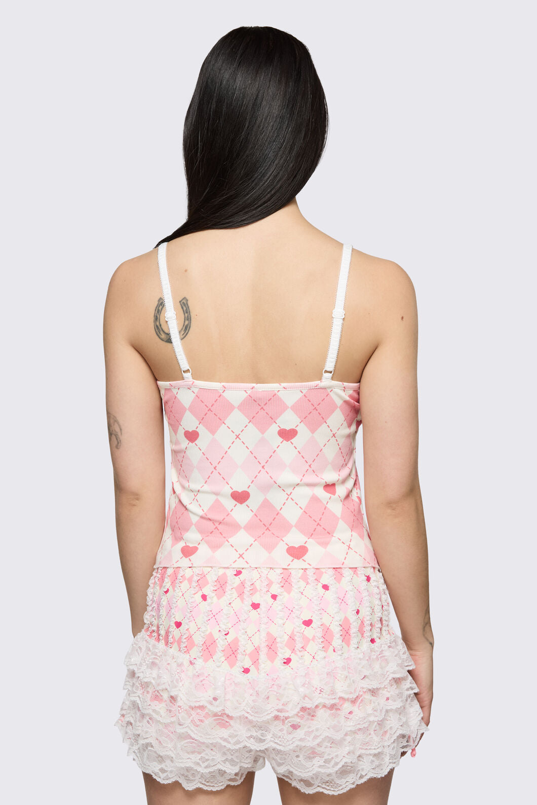 Dangerfield - Broken Rollercoaster Lacey Tank - pink-cream