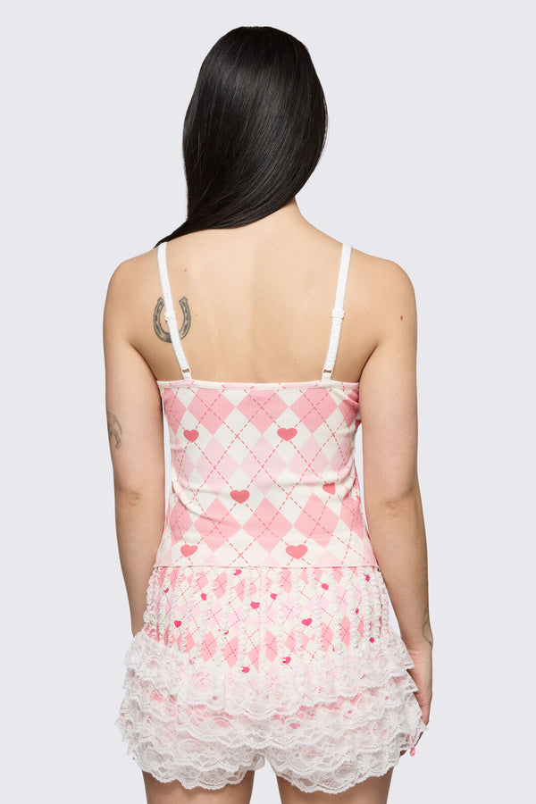 Dangerfield - Broken Rollercoaster Lacey Tank - pink-cream