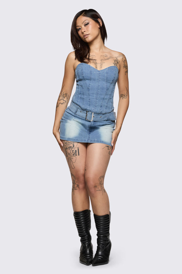 Dangerfield - Broken Rollercoaster Denim Corset - blue
