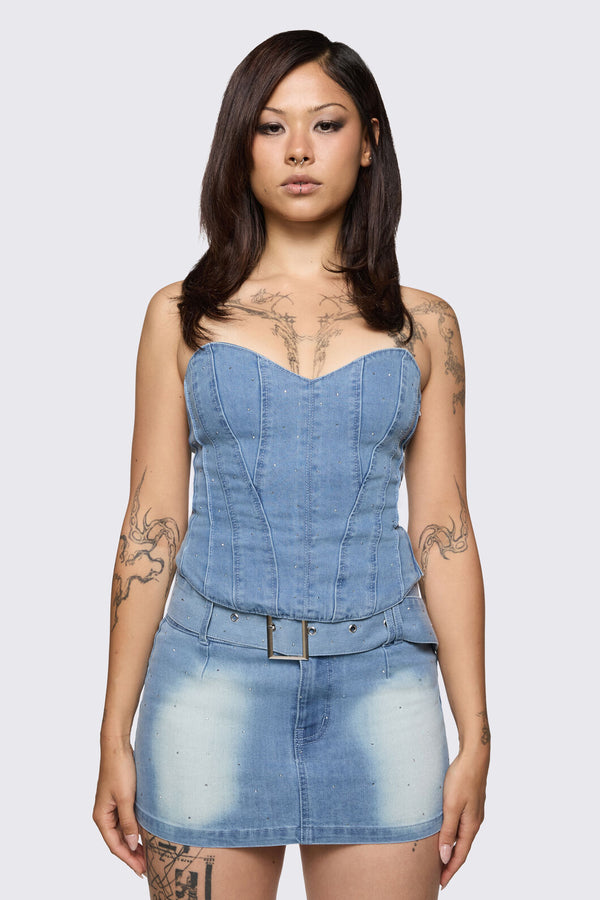 Dangerfield - Broken Rollercoaster Denim Corset - blue