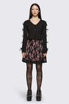 Dangerfield - Round & Round Tie Sleeve Cardi - black
