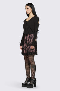 Dangerfield - Round & Round Tie Sleeve Cardi - black