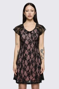 Dangerfield - Broken Rollercoaster Lace Babydoll Dress - black-pink