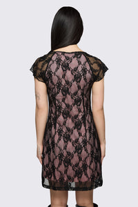 Dangerfield - Broken Rollercoaster Lace Babydoll Dress - black-pink