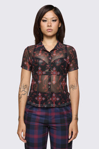 Dangerfield - Subreligion Mesh Shirt - black-red