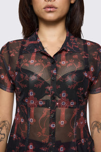 Dangerfield - Subreligion Mesh Shirt - black-red