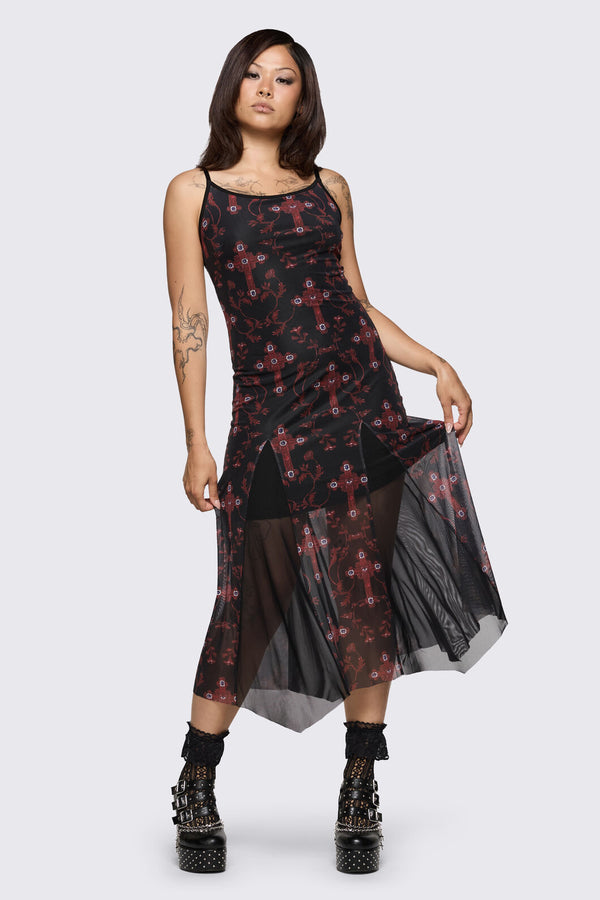 Dangerfield - Subreligion Godet Dress - black-red