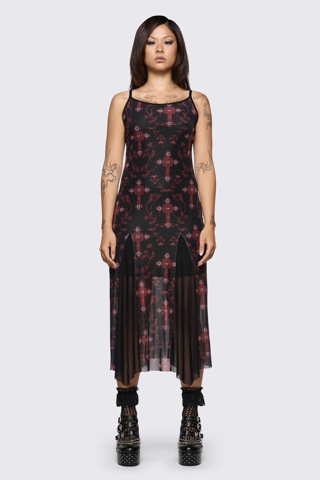 Dangerfield - Subreligion Godet Dress - black-red