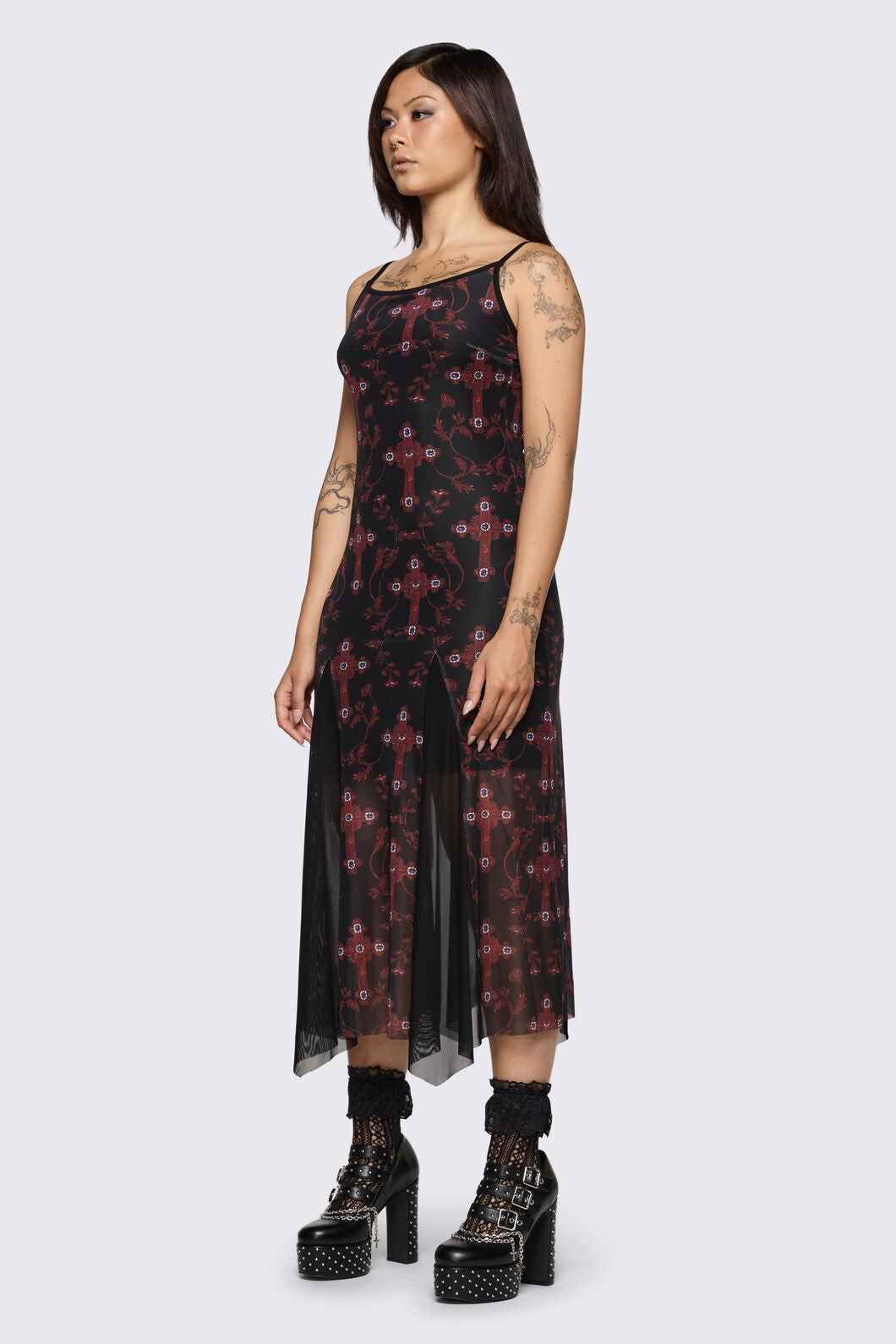 Dangerfield - Subreligion Godet Dress - black-red