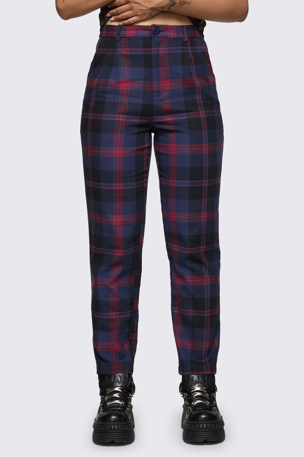 Dangerfield - Century Tartan Pant - navy-red