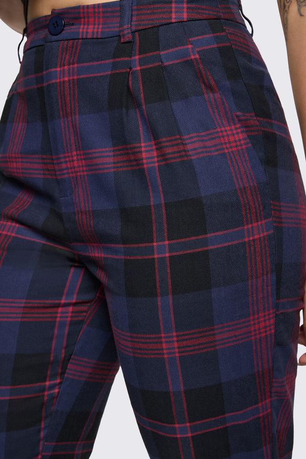 Dangerfield - Century Tartan Pant - navy-red