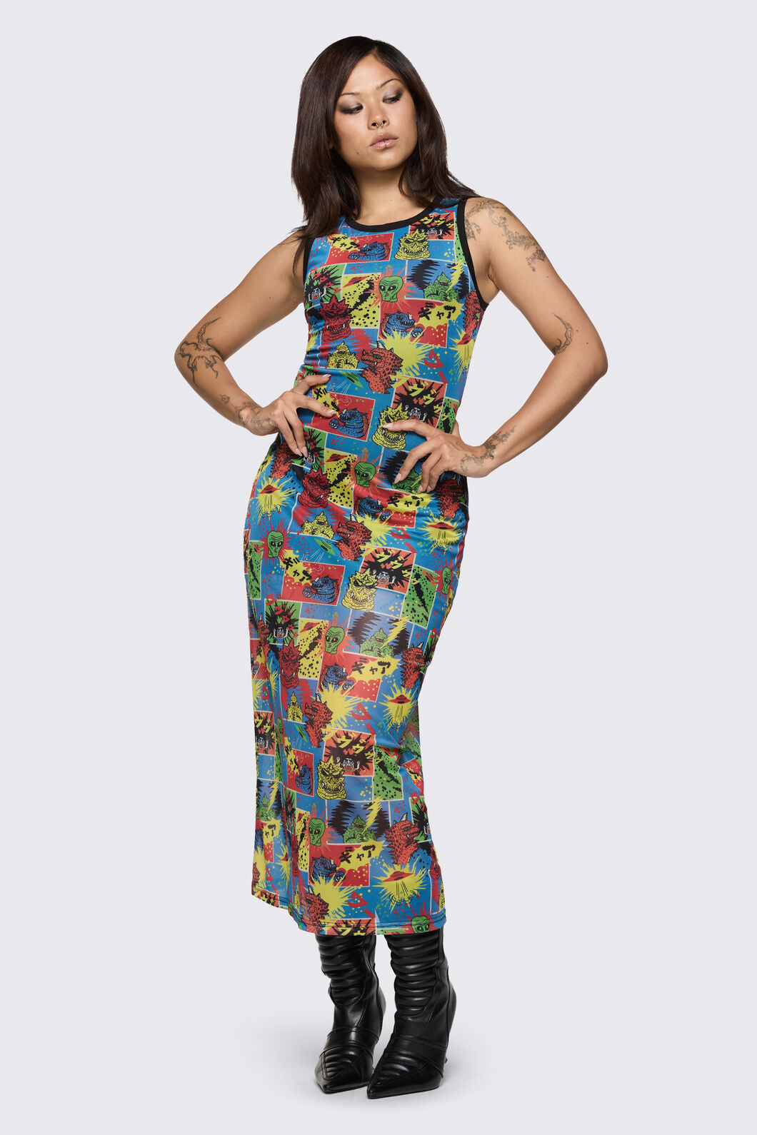 Dangerfield - The Giant Print Mesh Dress - multi