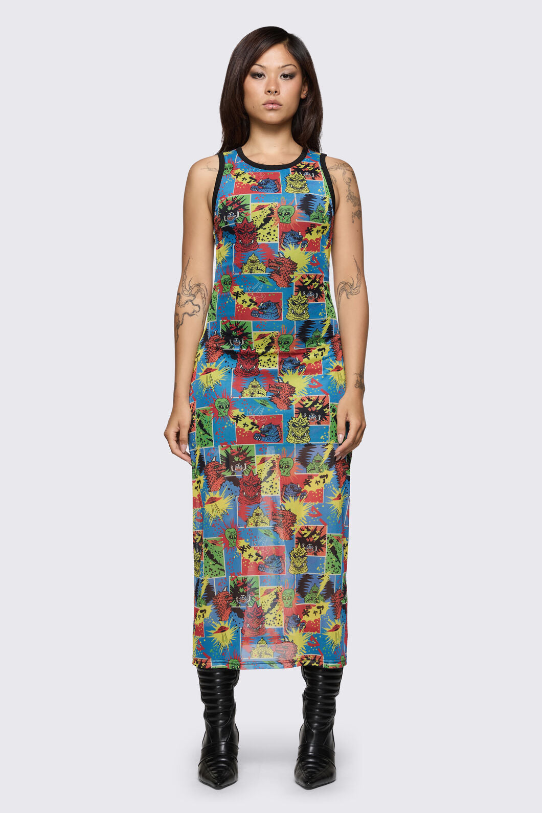 Dangerfield - The Giant Print Mesh Dress - multi