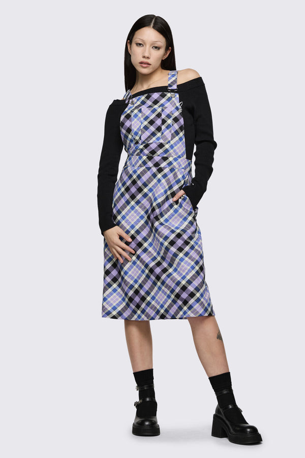Dangerfield - Sketchy Tartan Midi Pinafore - multi